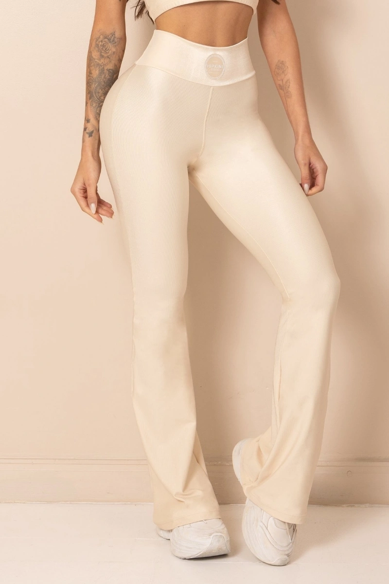 Hipkini - Calça Pantalona Fitness Cintura Alta Off White - 33331957